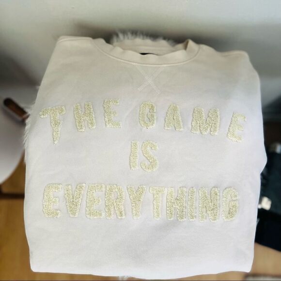 TACKMA THE GAME IS EVERYTHING CREW SWEATSHIRT, OFF WHITE, MEDIUM, UNISEX, NWOT‎ - Picture 11 of 11